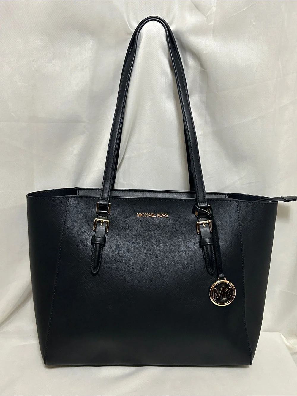 Michael Kors Charlotte Large Saffiano Leather 3-in-1 Tote In Black